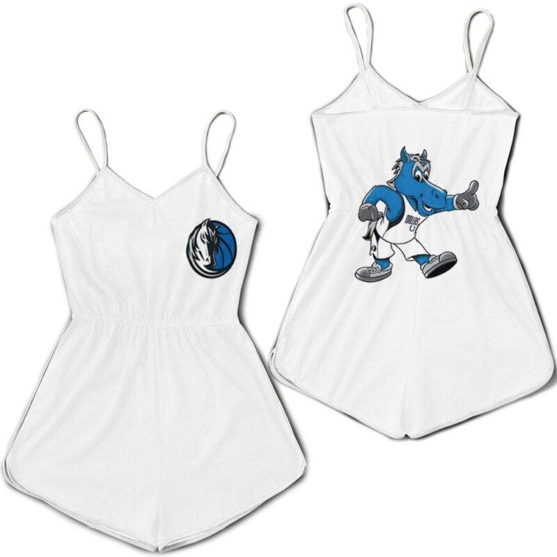 Dallas Mavericks Basketball Classic Mascot Logo Gift For Mavericks Fans White Romper RJ01806