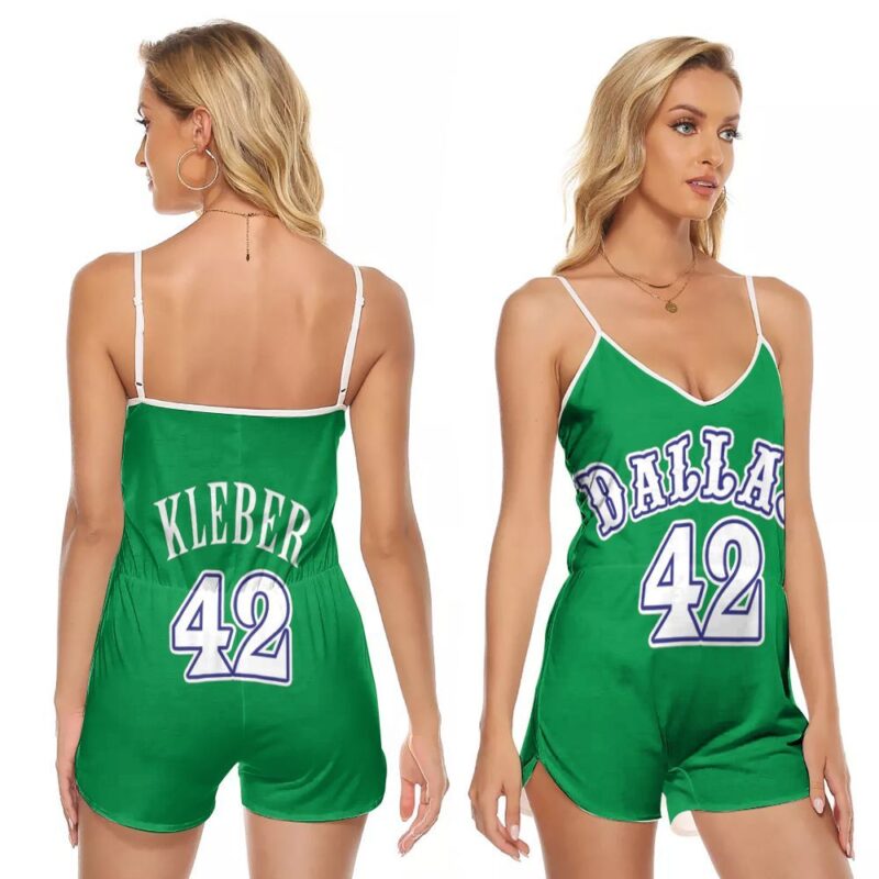 Dallas Mavericks Maxi Kleber 42 2020 NBA Basketball New Arrival Green Gift For Mavericks Fans V-neck Romper Jumpsuit RJ01459