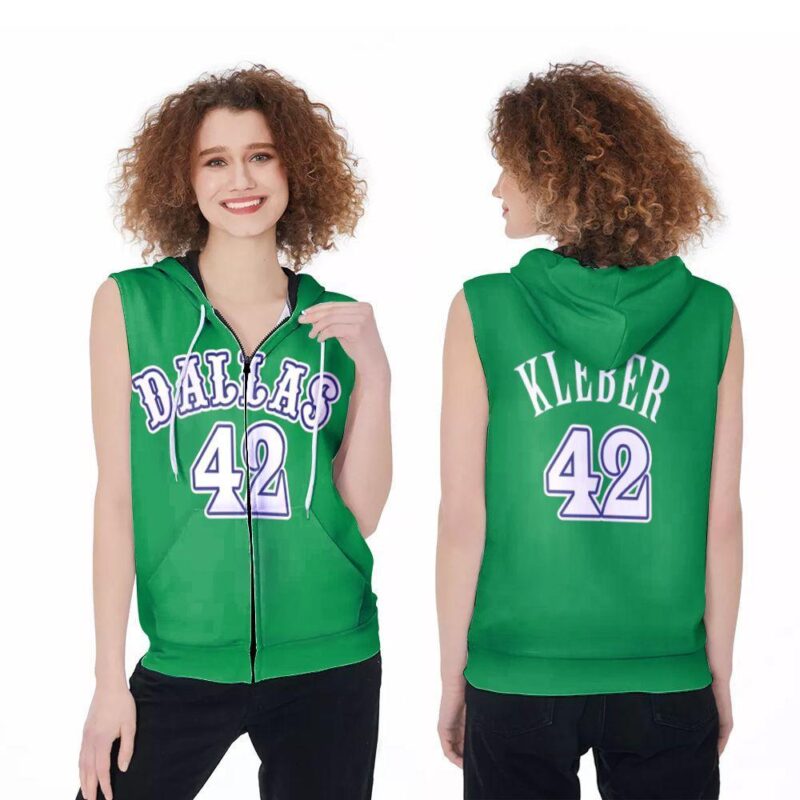 Dallas Mavericks Maxi Kleber 42 2020 NBA Basketball New Arrival Green Jersey Style Gift For Mavericks Fans Zip Sleeveless Hoodie ZSH1001