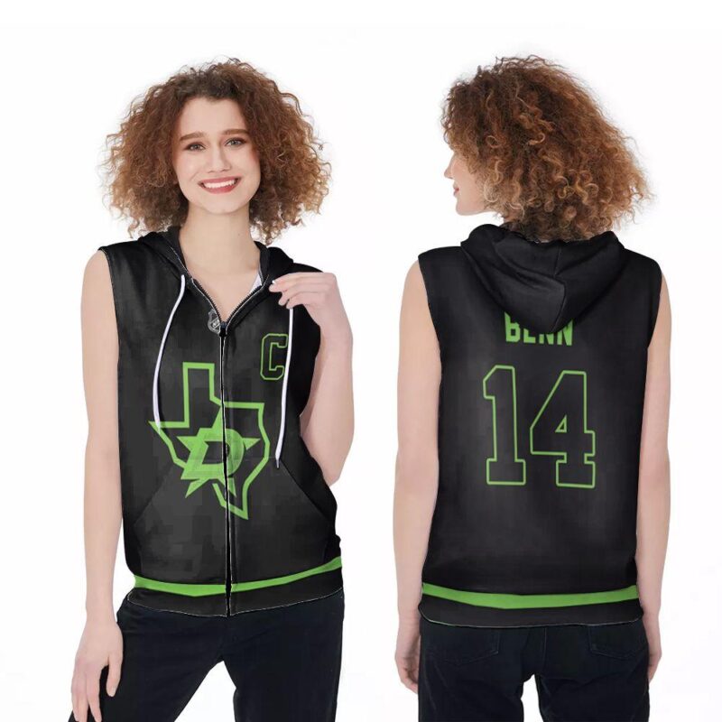 Dallas Stars Jamie Benn 14 Great Player NHL Ice Hockey Team 2020 Black Jersey Style Gift For Dallas Stars Fans Zip Sleeveless Hoodie ZSH0610