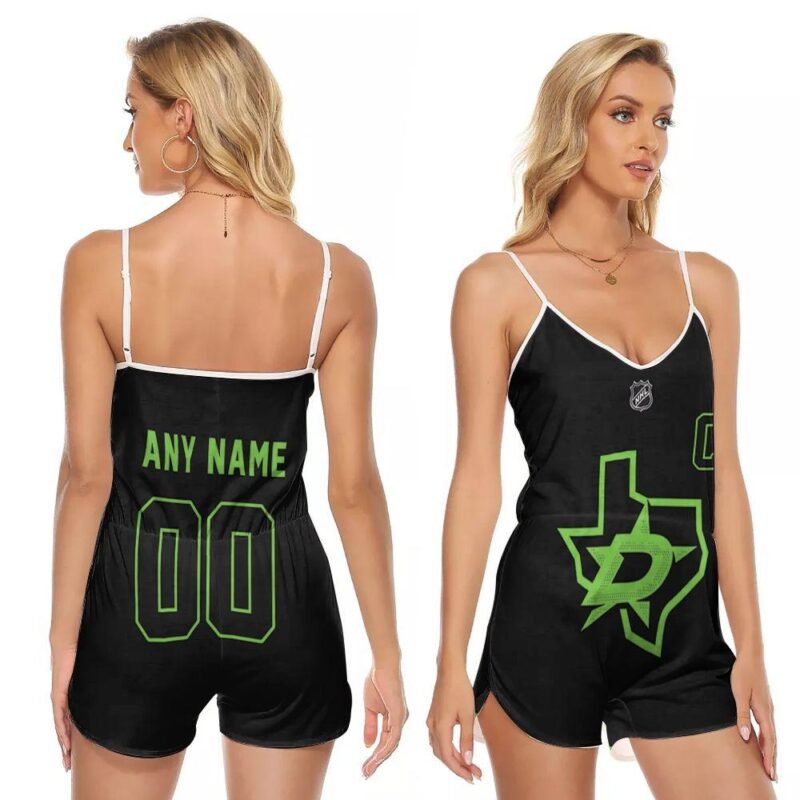 Dallas Stars NHL Ice Hockey Team Logo 2020 Black Jersey Custom Gift For Dallas Fans V-neck Romper Jumpsuit RJ00306