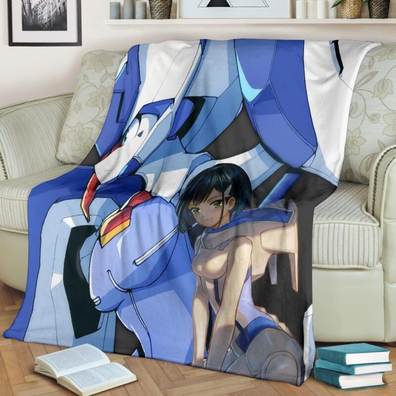 Darling In The Franxx Anime Fleece Blanket Ichigo Code 015 With Blue Franxx Fleece Blanket 1