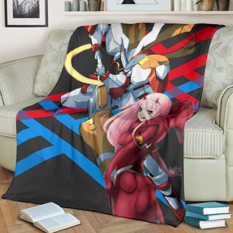 Darling In The Franxx Anime Fleece Blanket Zero Two Red Bodysuit Driving Strelizia Fleece Blanket 1