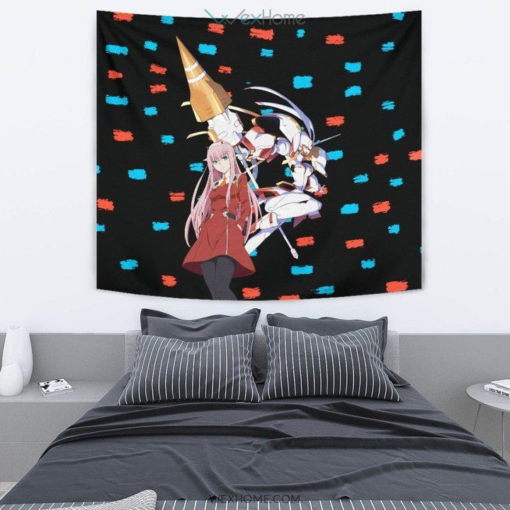 Darling In The Franxx Anime Tapestry – Zero Two With Darling Strelitzia 