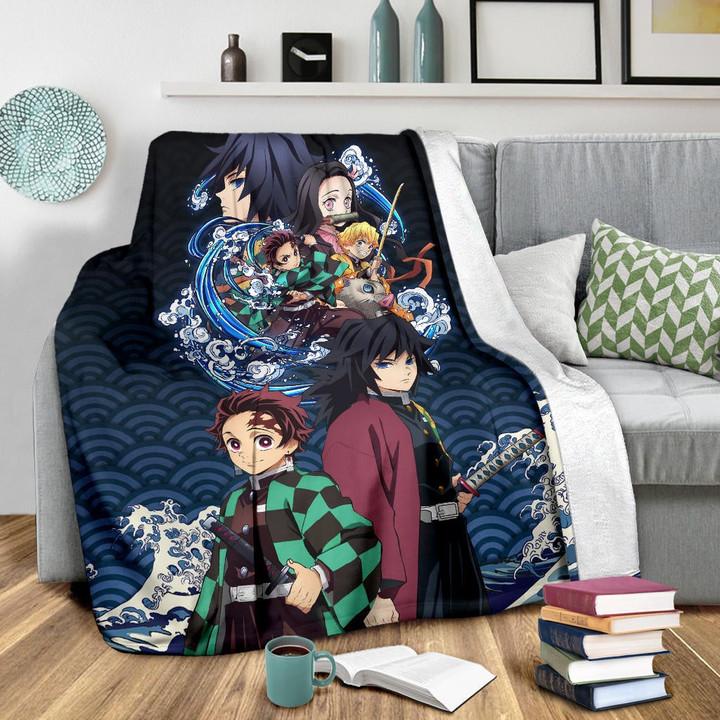 Demon Slayer Anime Fleece Blanket – Main Characters Power In Battle ...