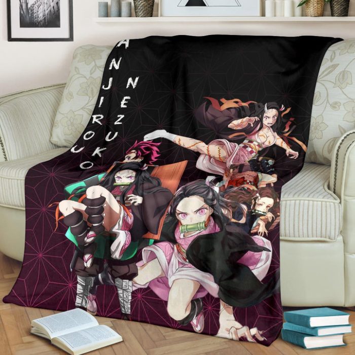 Demon Slayer Anime Nezuko Fighting Moments With Tanjiro Fleece Blanket ...