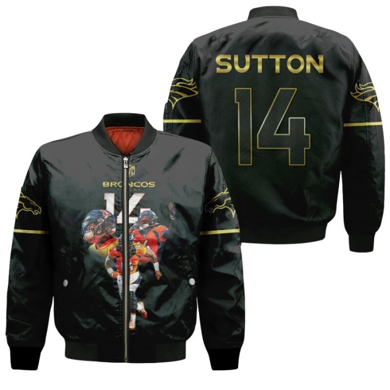 Denver Broncos Courtland Sutton 14 NFL Black Golden Edition Black Gift For Broncos Fans Bomber Jacket BJ00511