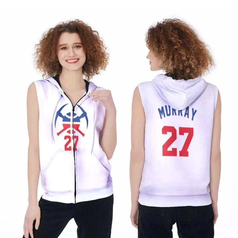 Denver Nuggets Jamal Murray 27 NBA Basketball Team Logo Earned Edition White Jersey Style Gift For Nuggets Fans Zip Sleeveless Hoodie ZSH0768