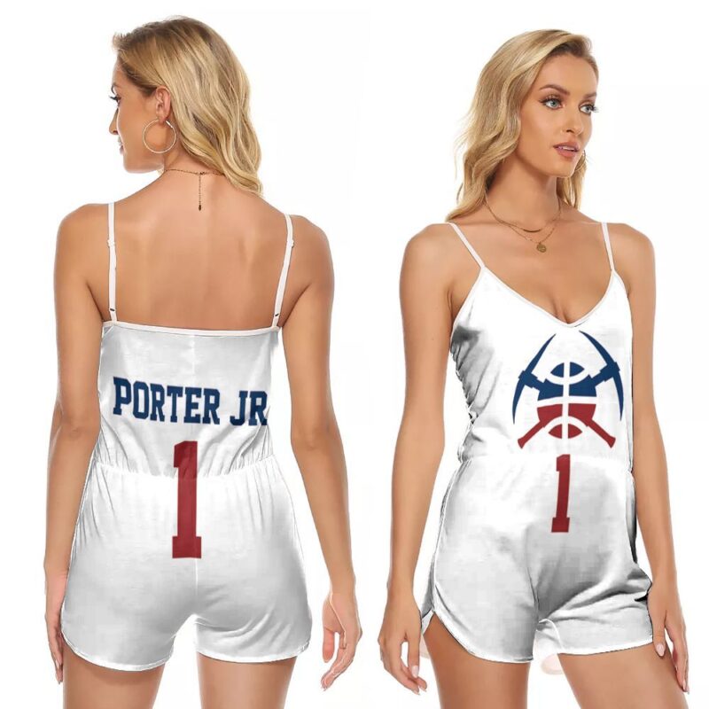 Denver Nuggets Michael Porter Jr 1 NBA Basketball Earned Edition White Gift For Nuggets Fans V-neck Romper Jumpsuit RJ01192