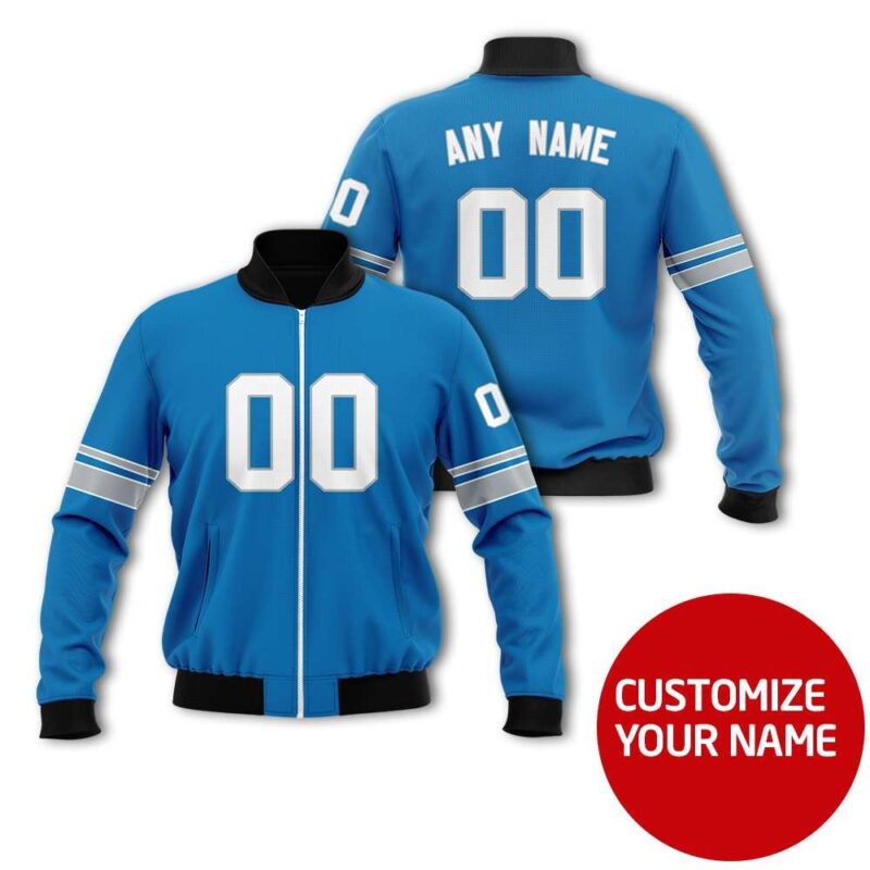 Detroit Lions #00 Personalized Honolulu Blue Jersey Style Gift With Custom Number Name For Lions Fans Bomber Jacket BJ04037