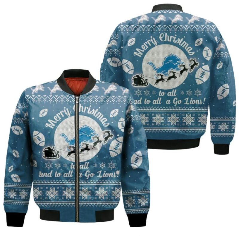 Detroit Lions To All And To All A Go Lions Ugly Christmas Festive Gift For Detroit Lions Fans Bomber Jacket BJ01057