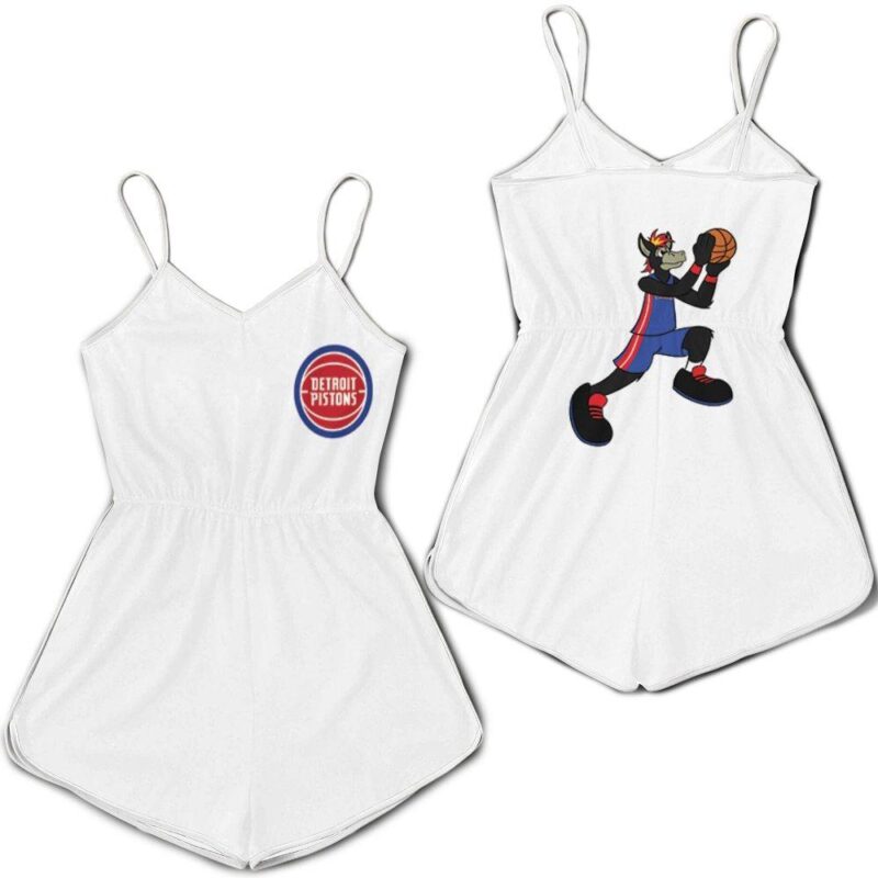 Detroit Pistons Basketball Classic Mascot Logo Gift For Pistons Fans White Romper RJ01733