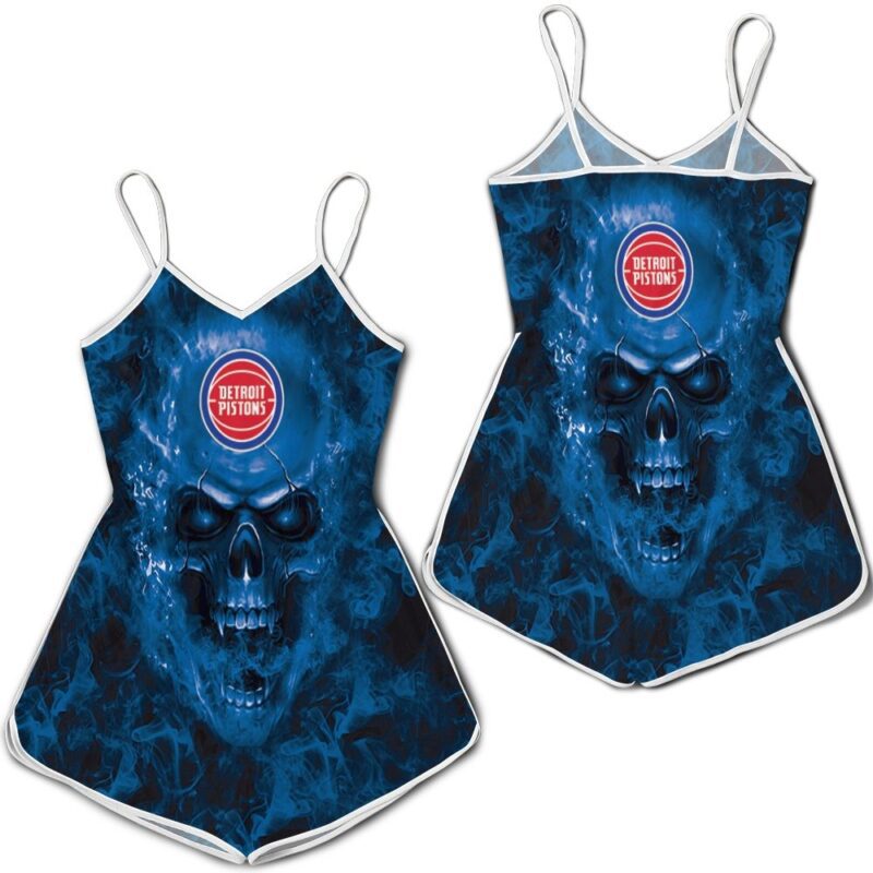 Detroit Pistons Nba Fans Skull Romper RJ03381