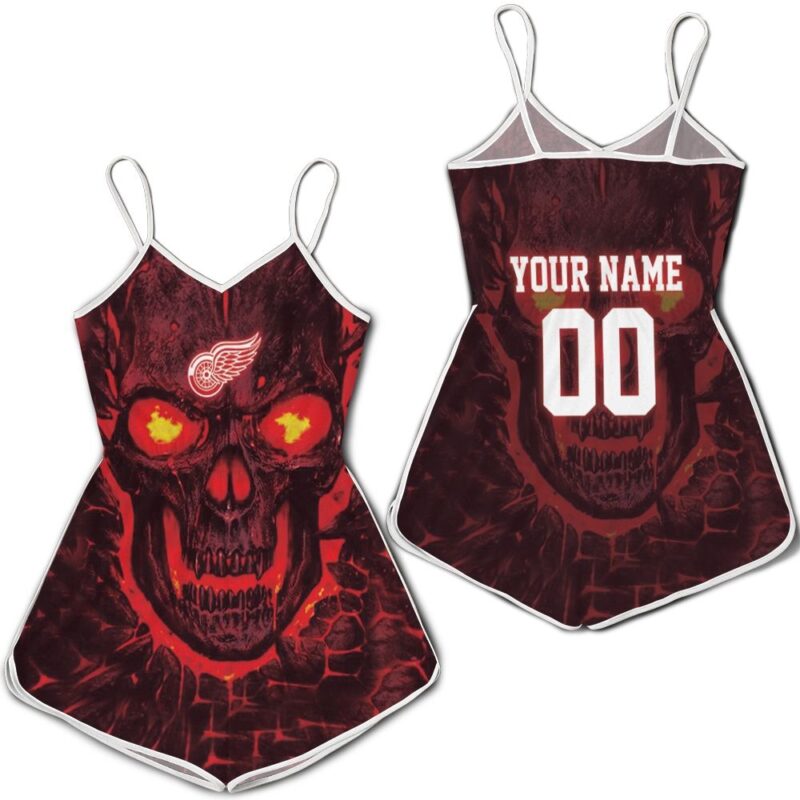 Detroit Red Wings Skull Magma Personalized Romper RJ03866