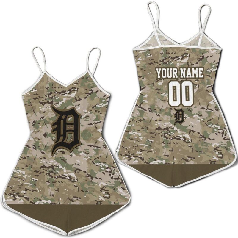 Detroit Tigers Camouflage Veteran 3d Personalized Romper RJ02356