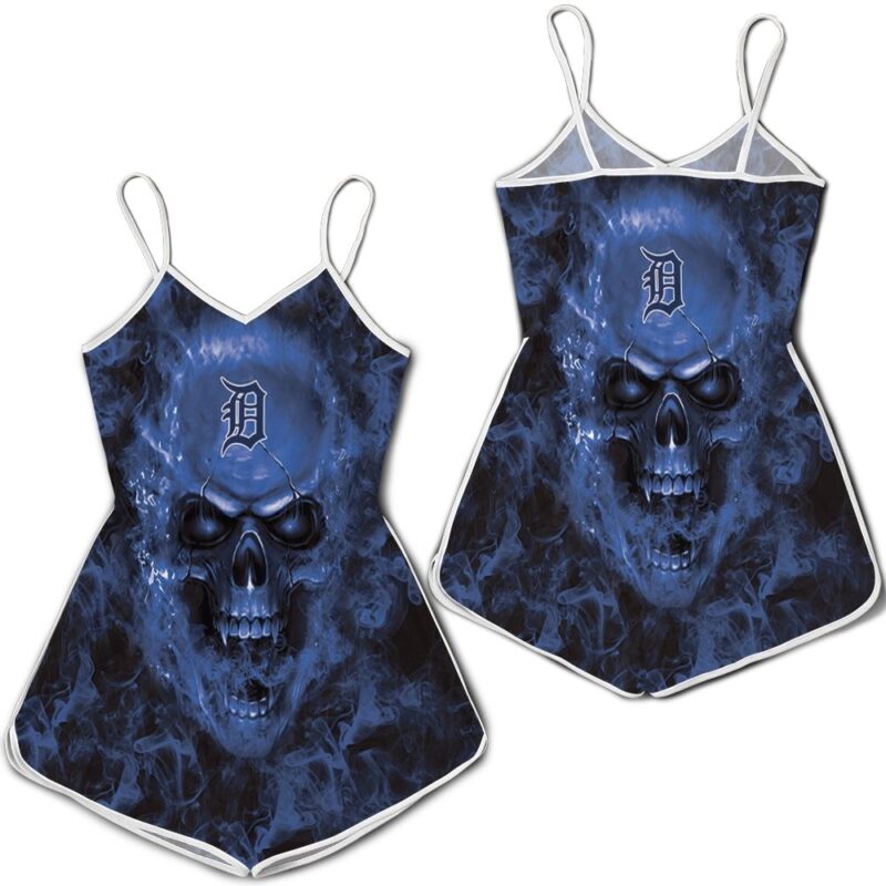 Detroit Tigers MLB Fans Skull Romper RJ02964