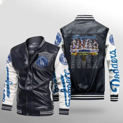 Dodgers 2020 World Series Champions Great Players Signed Gift For Dodgers Fans Leather Bomber Jacket LBJ0215