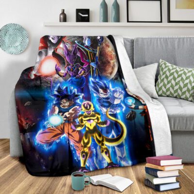 Dragon Ball Anime DB Main Characters Super Saiyan In Universe Fleece Blanket 2