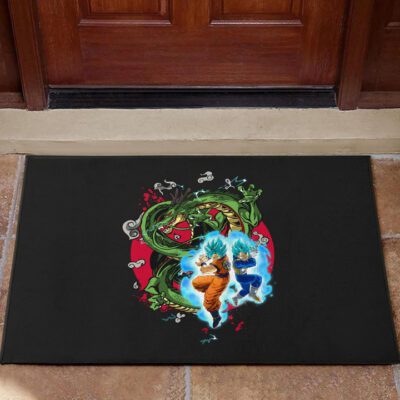 Dragon Ball Anime Door Mat - DB Goku Vegeta Blue Power Vapor With Shernon Dragon Door Mat Welcome Mat