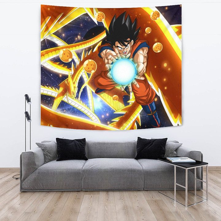 Dragon Ball Anime Tapestry – Db Goku Fighting With Golden Shenron 