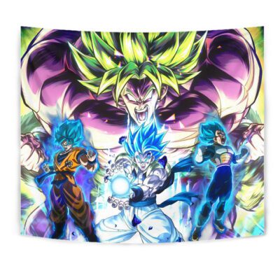 Dragon Ball Anime Tapestry - DB Super Saiyan Broly Goku And Vegeta Power Vapor Tapestry Wall Hanging