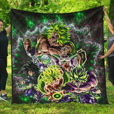 Dragon Ball Anime Tapestry - DB Villains Broly Super Saiyan Full Power Quilt Blanket