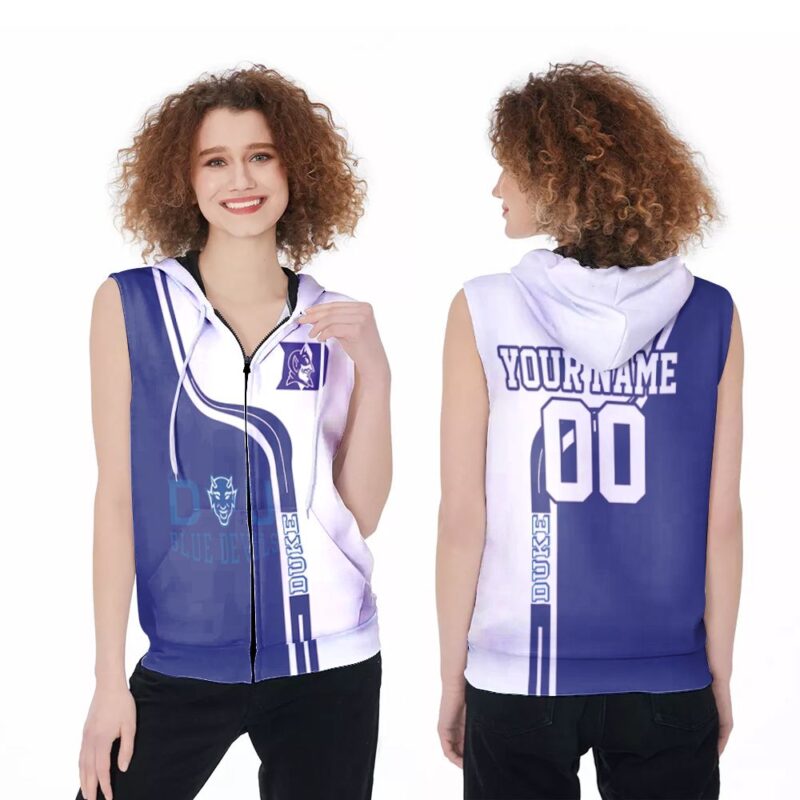 Duke Blue Devils Basketball Team Logo Personalized Custom Name Gift For Duke Blue Devils Fans Basketball Lovers Zip Sleeveless Hoodie ZSH1231