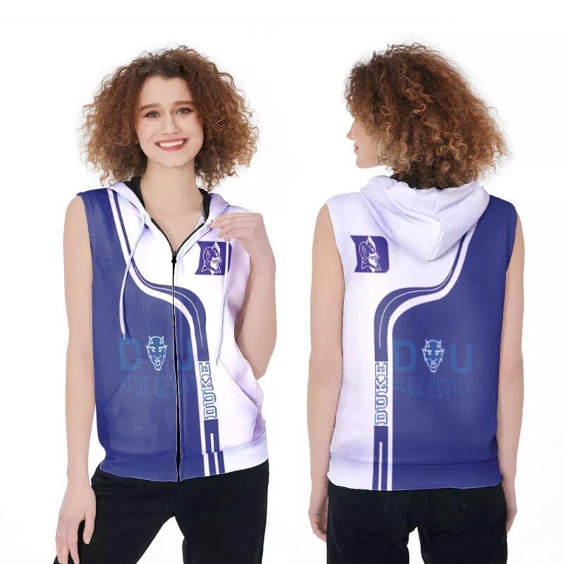 Duke Blue Devils Duke University Basketball Athletic Team Logo 3D Designed Allover Gift For Duke Fans Zip Sleeveless Hoodie ZSH0877