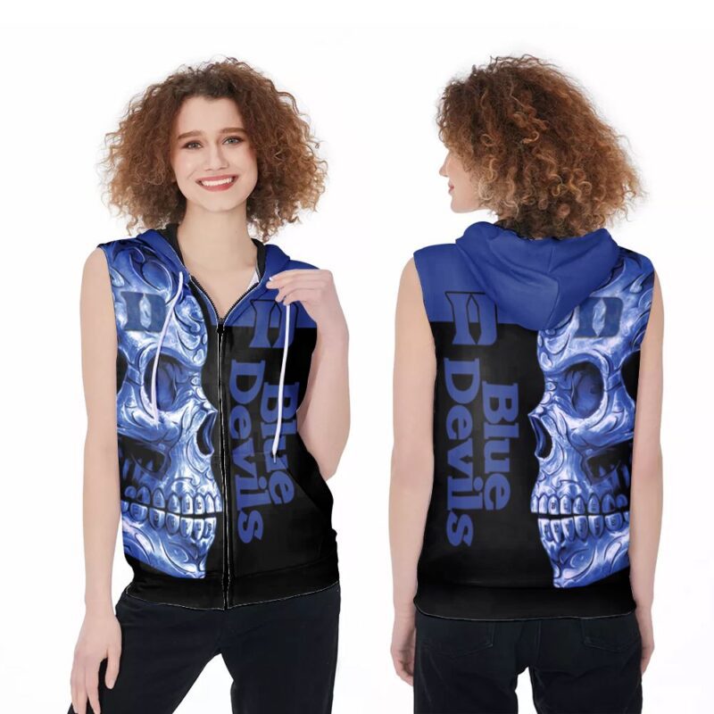 Duke Blue Devils Duke University Basketball Athletic Team Logo Lava Skull 3D Designed Allover Gift For Duke Fans Zip Sleeveless Hoodie ZSH1176