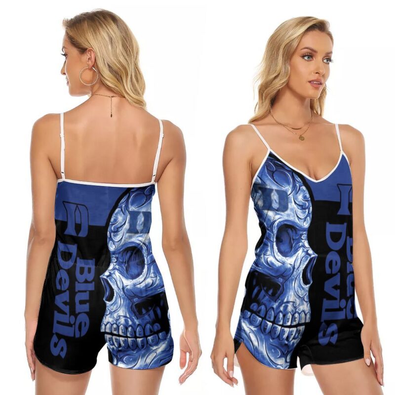 Duke Blue Devils Duke University Basketball Athletic Team Logo Lava Skull Gift For Duke Fans V-neck Romper Jumpsuit RJ01063