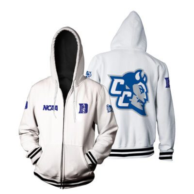 Duke Blue Devils Ncaa Classic White With Mascot Logo Gift For Duke Blue Devils Fans Zip Hoodie ZH00692