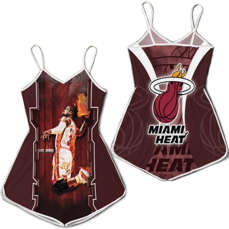 Dwyane Wade 3 miami heat fire slam dunk art for fan Romper RJ05019