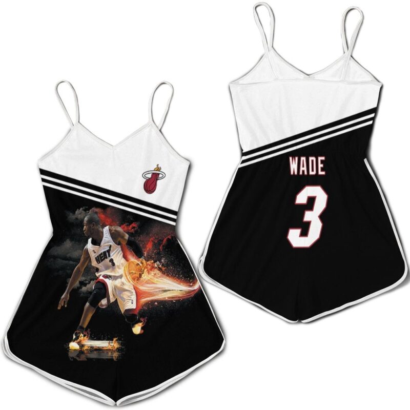 Dwyane Wade 3 miami heat legend basketball dribbling skill fire for fan Romper RJ04670