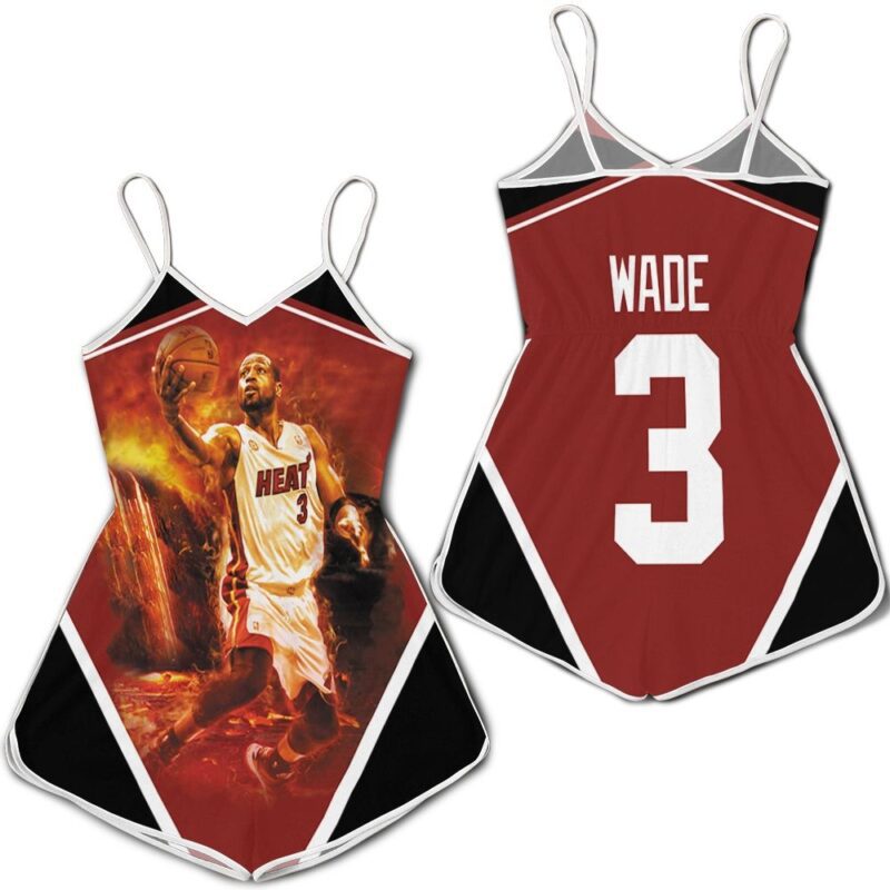 Dwyane Wade 3 miami heat score fire background legend for fan Romper RJ04608