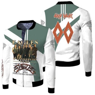 Eagles 50th Anniversary Thank You For The Memories Gift With Custom Name Number For Eagles Fans.jpg Fleece Bomber Jacket