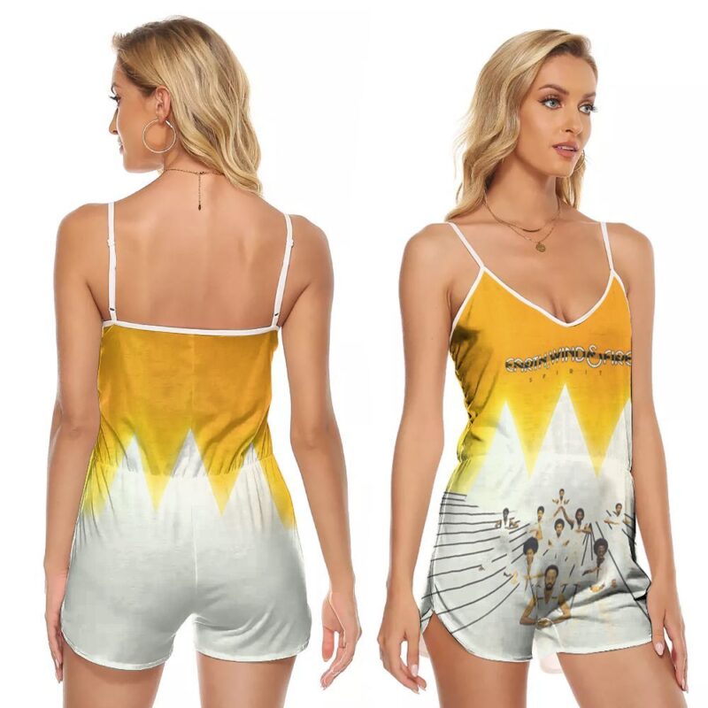 Earth Wind And Fire Spirit Album Legend Band 3D Designed For Spirit Fans Spirit Lovers V-neck Romper Jumpsuit RJ00904