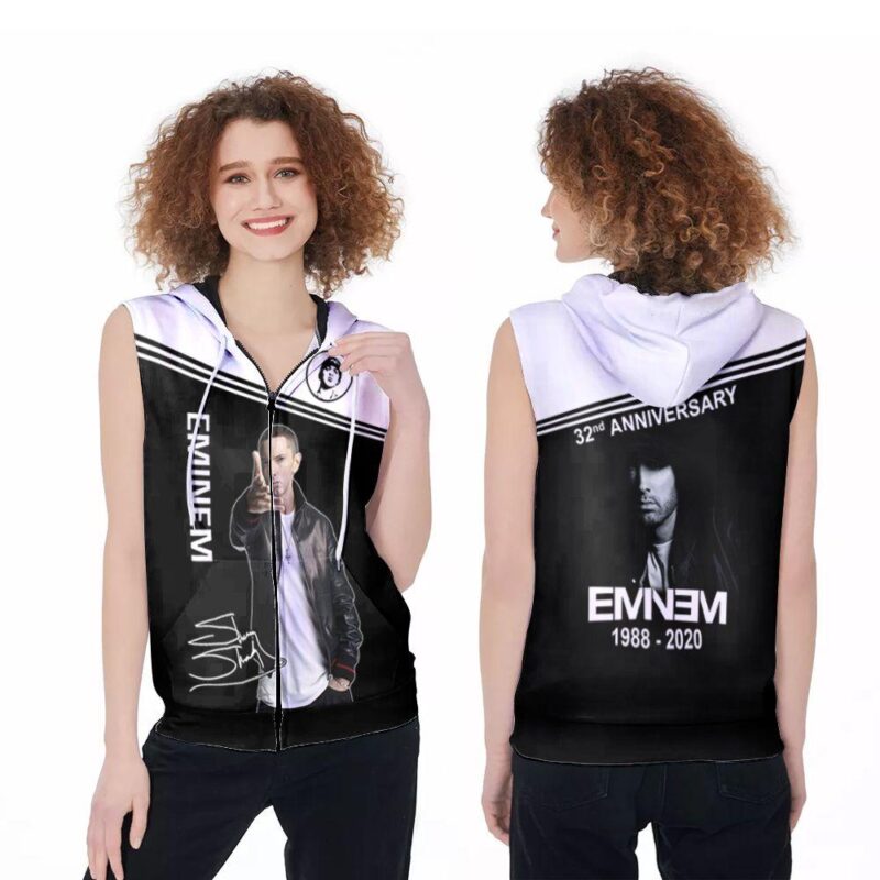 Eminem signatures legend rapper rap god 32nd anniversary 3d designed for Eminem fan Zip Sleeveless Hoodie ZSH1335