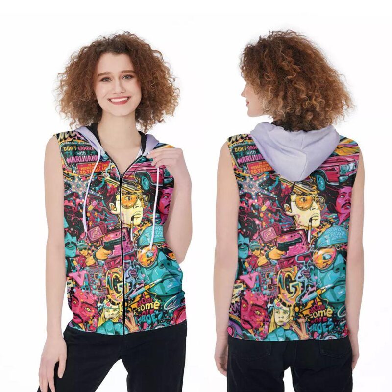 Fear and Loathing in Las Vegas Comedy Film Gift For Fear and Loathing in Las Vegas Fans Comedy Film Lovers Zip Sleeveless Hoodie ZSH1333