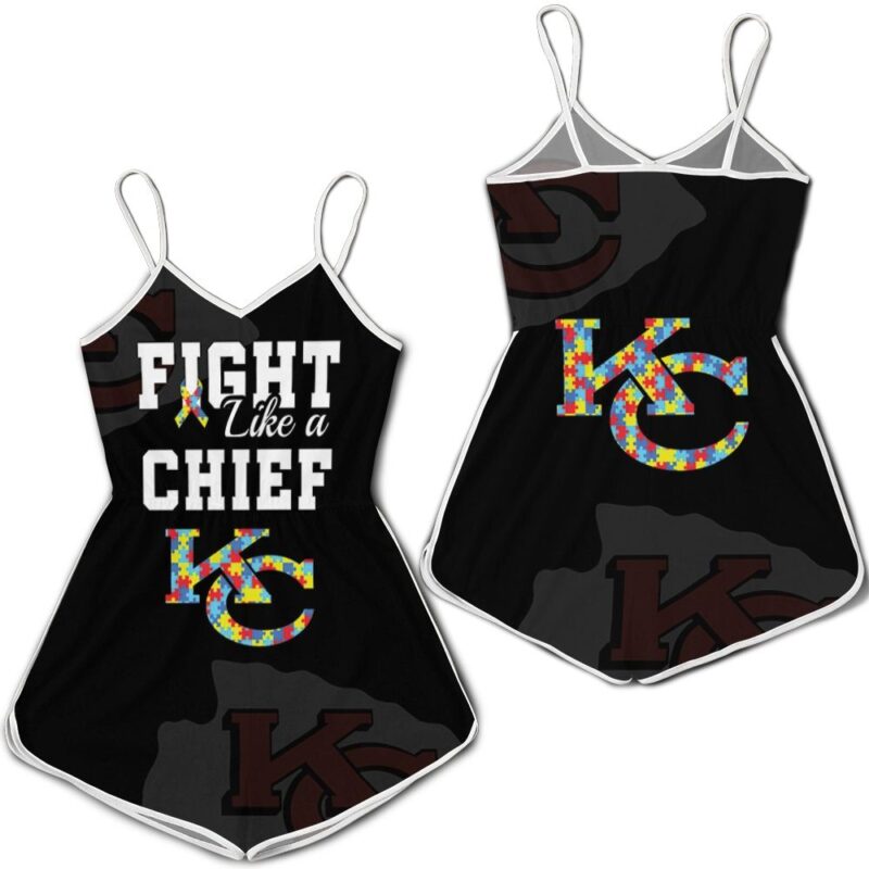 Fight like a Kansas City Chiefs Autism Support Romper RJ04892