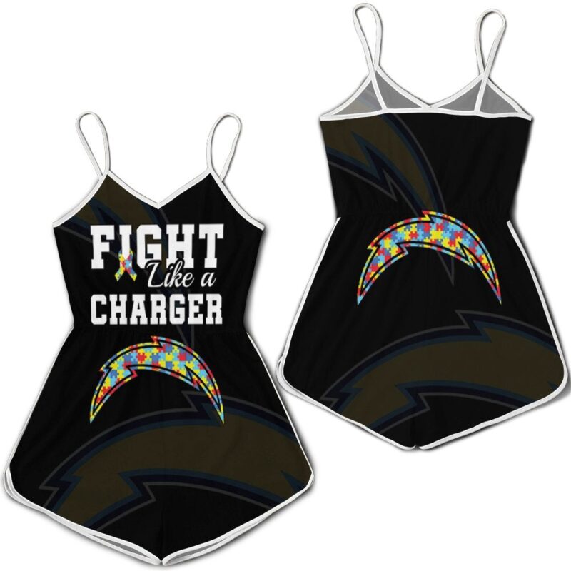 Fight like a Los Angeles Chargers Autism Support Romper RJ04845