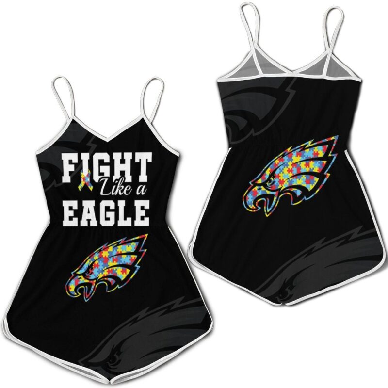 Fight like a Philadelphia Eagles Autism Support Romper RJ04873