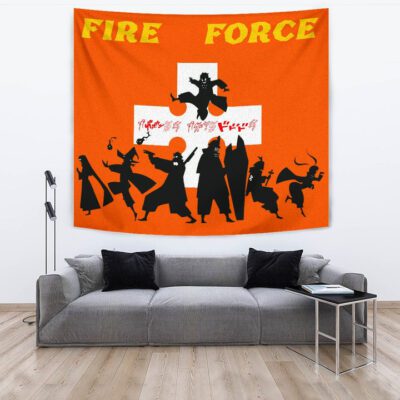 Fire Force Anime Tapestry Characters Silhouette Fighting Orange Yellow Text Tapestry Wall Hanging 3 Fire Force Anime Tapestry Characters Silhouette Fighting Orange Yellow Text Tapestry Wall Hanging 3