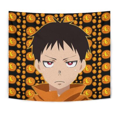 Fire Force Anime Tapestry Shinra Kusakabe Red Eye E Letter Fire Patterns Tapestry Wall Hanging