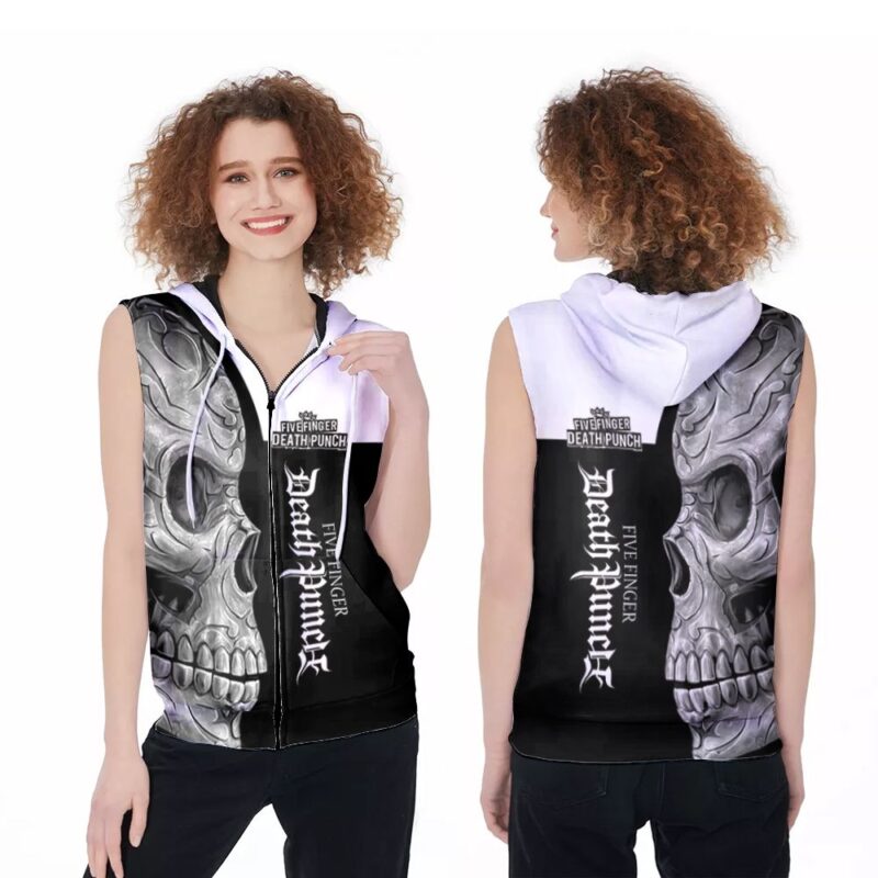 Five Finger Death Heavy Rock Band Skull For Fan 3D Zip Sleeveless Hoodie ZSH1927