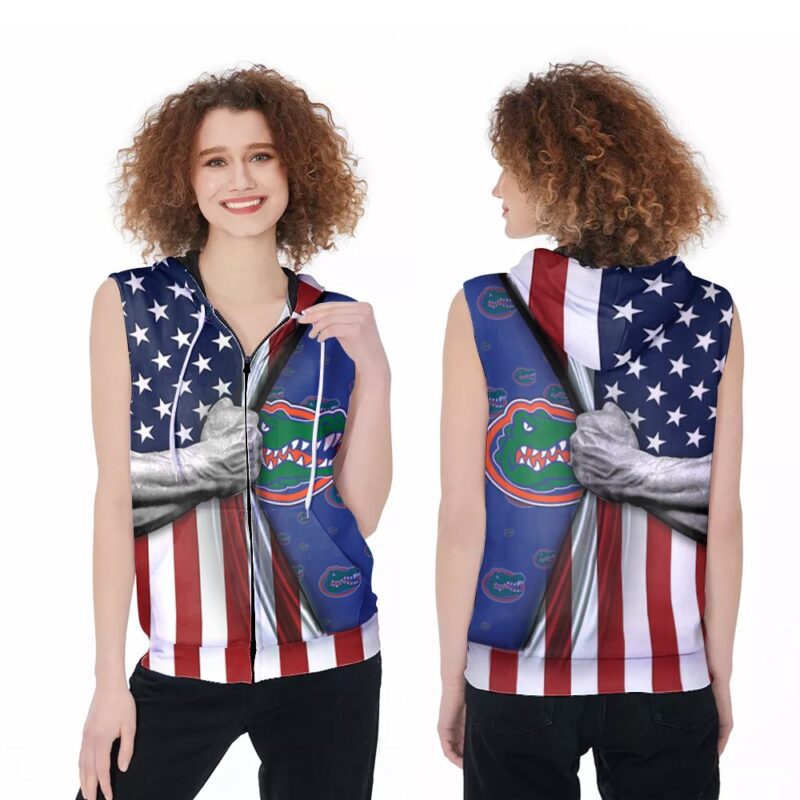 Florida Gators American Flag Believe In Both 3D Designed Allover Gift For Gators Fans American Zip Sleeveless Hoodie ZSH1050