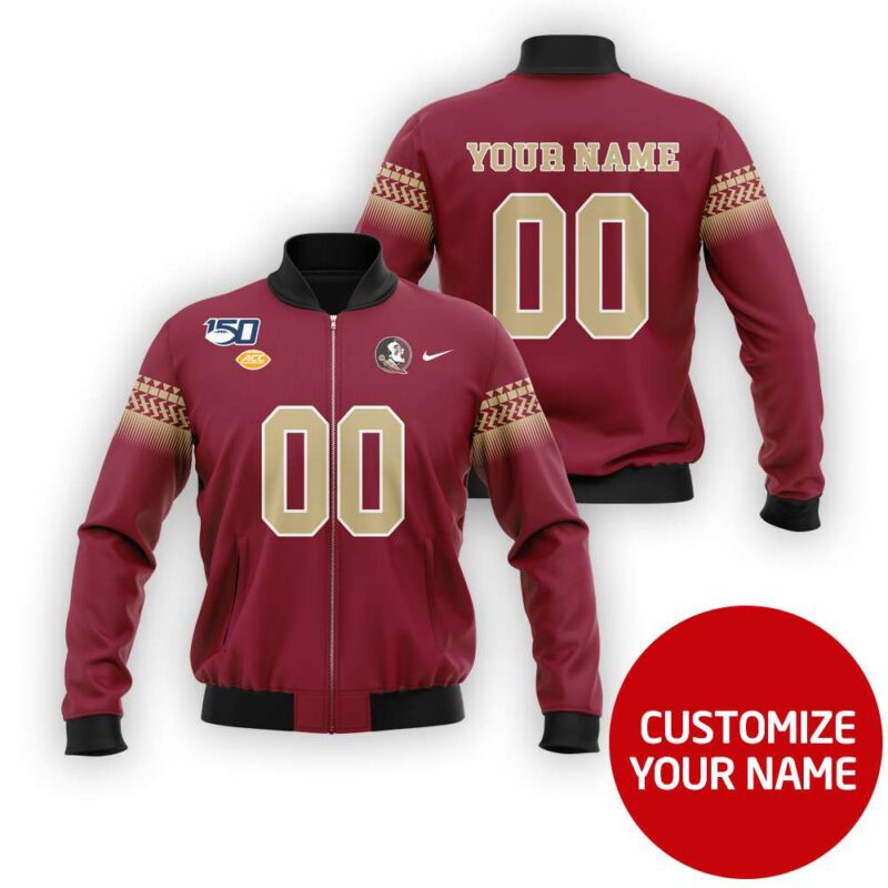 Florida State Seminoles #00 Personalized Garnet Red Jersey Style Gift With Custom Number Name For Seminoles Fans Bomber Jacket BJ03632