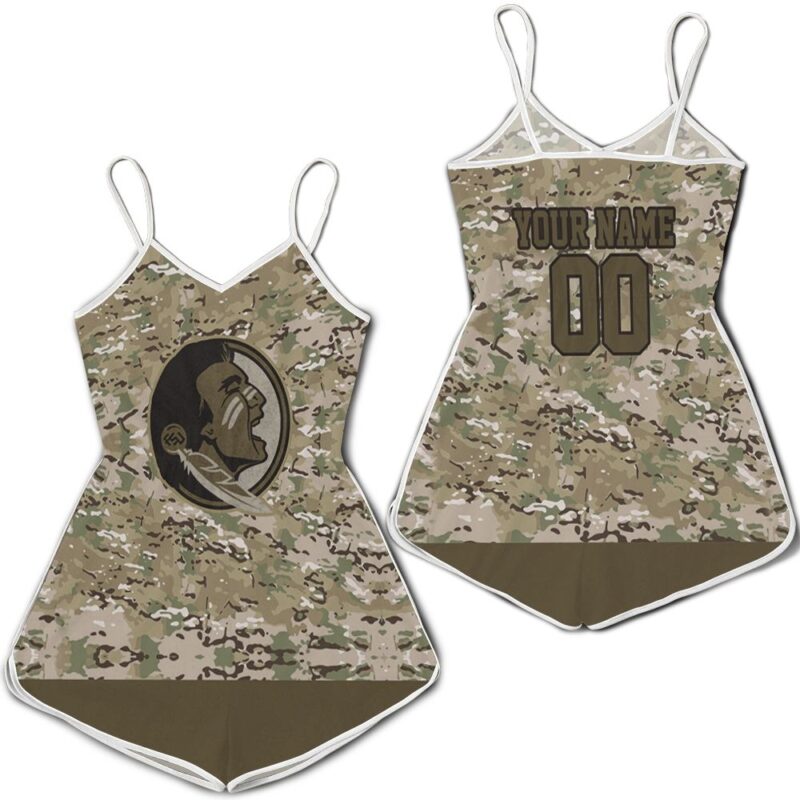 Florida State Seminoles Camo Pattern 3d Personalized Romper RJ02562