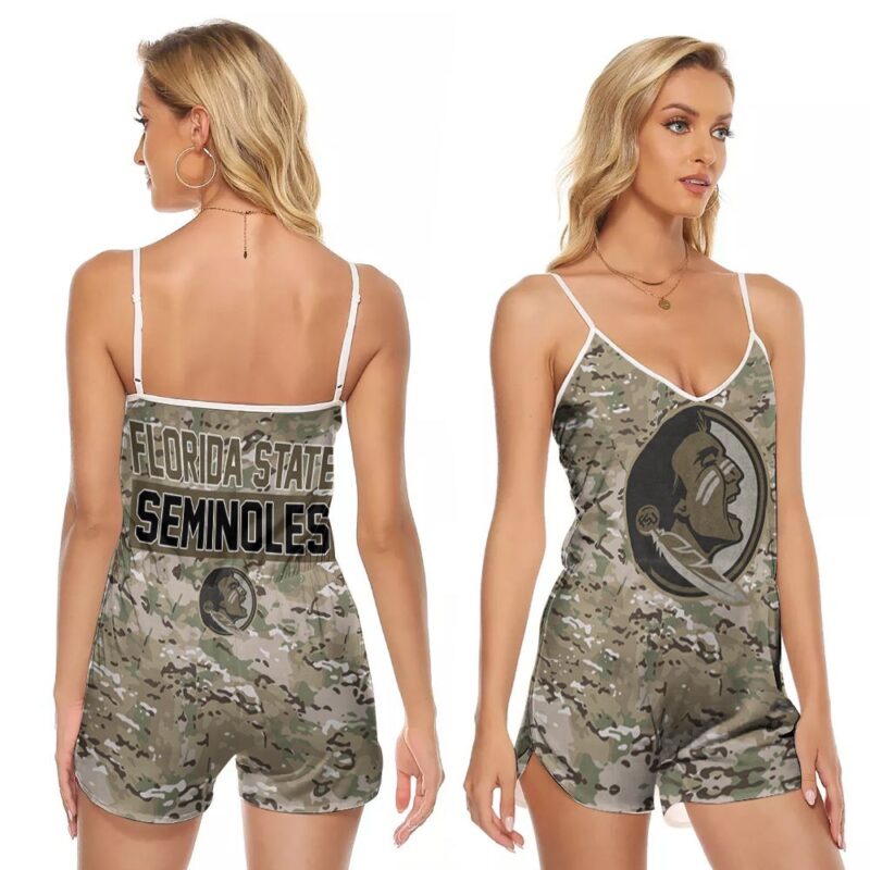 Florida State Seminoles NFL Football Team Logo Camouflage Color Gift For Seminoles Fans V-neck Romper Jumpsuit RJ01181