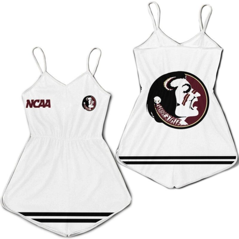 Florida State Seminoles Ncaa Classic White With Mascot Logo Gift For Florida State Seminoles Fans Romper Jumpsuit RJ01618