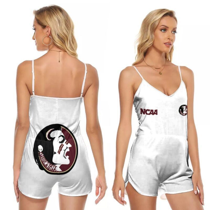 Florida State Seminoles Ncaa Classic White With Mascot Logo Gift For Florida State Seminoles Fans V-neck Romper Jumpsuit RJ00634